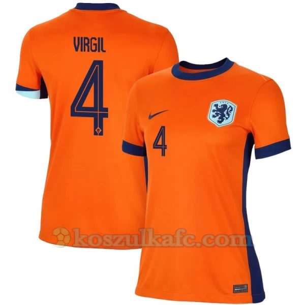 Damska Koszulka Virgil van Dijk #4 Holandia Mistrzostwa Europy 2024 Domowa