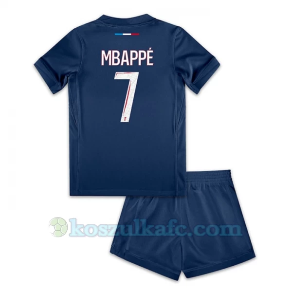Dzieci Koszulka + Spodenki Paris Saint-Germain PSG Kylian Mbappé #7 2024-25 Domowa