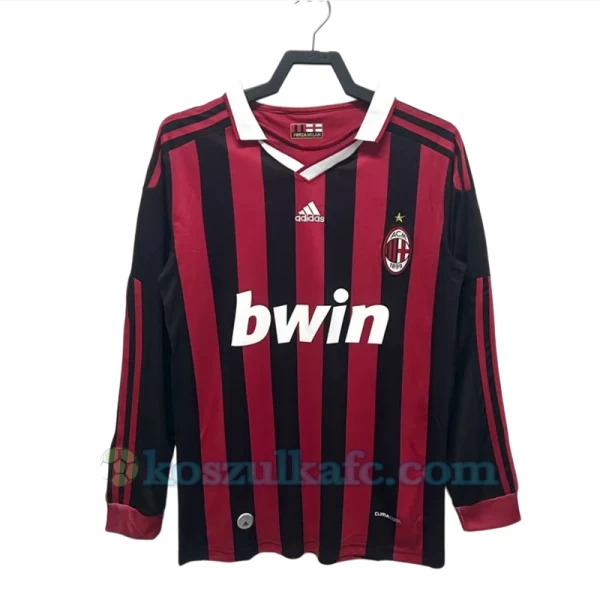 Koszulka AC Milan Retro 2009-10 Domowa Męska Długi Rękaw