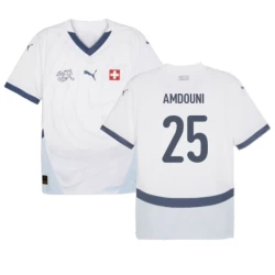 Koszulka Piłkarska Amdouni #25 Szwajcaria Mistrzostwa Europy 2024 Wyjazdowa Męska