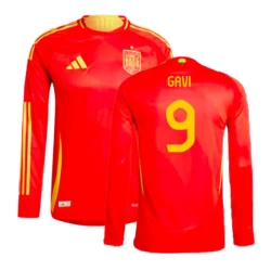Koszulka Piłkarska Gavi #9 Hiszpania Mistrzostwa Europy 2024 Domowa Męska Długi Rękaw
