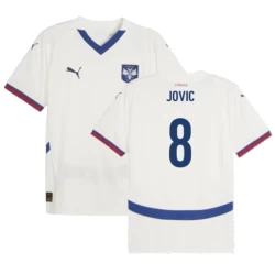 Koszulka Piłkarska Jovic #8 Serbia Mistrzostwa Europy 2024 Wyjazdowa Męska