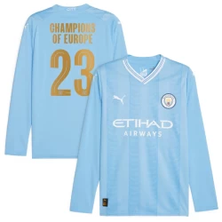 Koszulka Piłkarska Manchester City Champions of Europe #23 2023-24 Domowa Męska Długi Rękaw