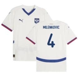 Koszulka Piłkarska Milenkovic #4 Serbia Mistrzostwa Europy 2024 Wyjazdowa Męska
