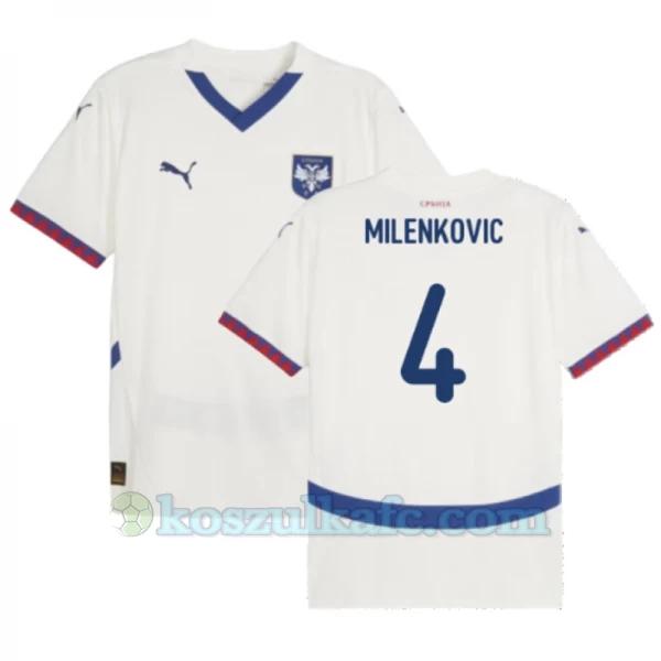 Koszulka Piłkarska Milenkovic #4 Serbia Mistrzostwa Europy 2024 Wyjazdowa Męska