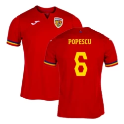 Koszulka Piłkarska Popescu #6 Rumunia Mistrzostwa Europy 2024 Wyjazdowa Męska