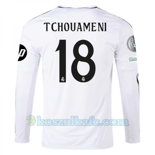 Koszulka Piłkarska Real Madryt Tchouameni #18 2024-25 HP Domowa Męska Długi Rękaw