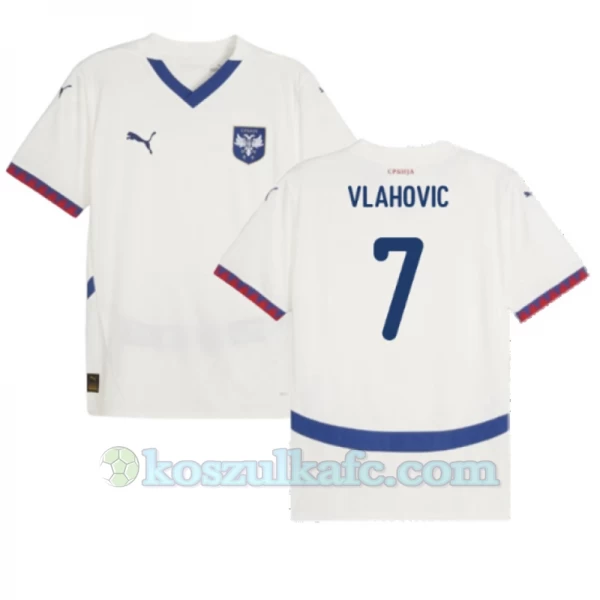 Koszulka Piłkarska Vlahovic #7 Serbia Mistrzostwa Europy 2024 Wyjazdowa Męska
